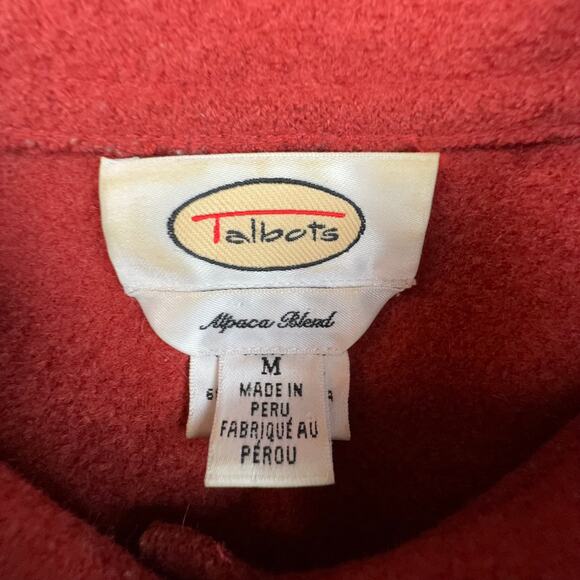 Talbots Alpaca Wool Blend Red Jacket Zip Pockets Medium Made in Peru - Picture 4 of 6